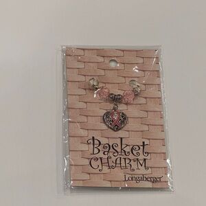 Longaberger Mini Basket Charm with Pink Ribbon